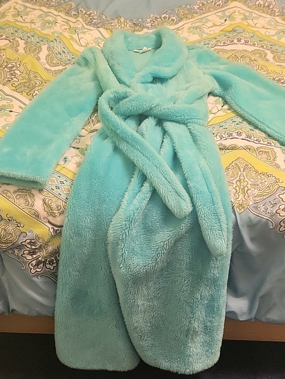 Soft Plush Aqua Blue Women's Robe